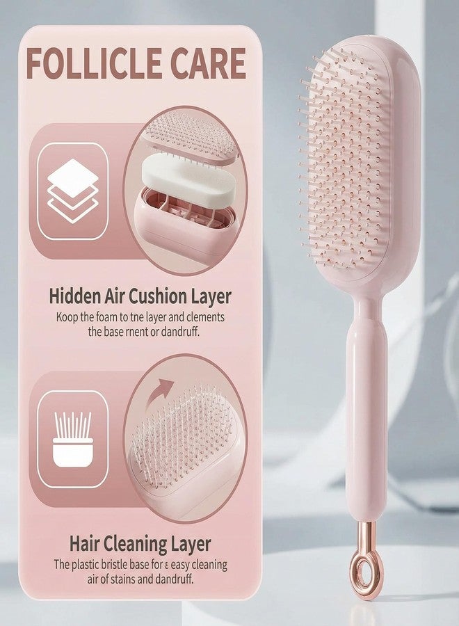 Plman 2PCS Retractable Cushion Massage Comb, Self Cleaning Hair Brush for Women, Anti-Static Massage Comb for Reduces Breakage, Smooth Clean Detangling Comb, Pull Ring Hair Brush for All Hair Types - Image 5